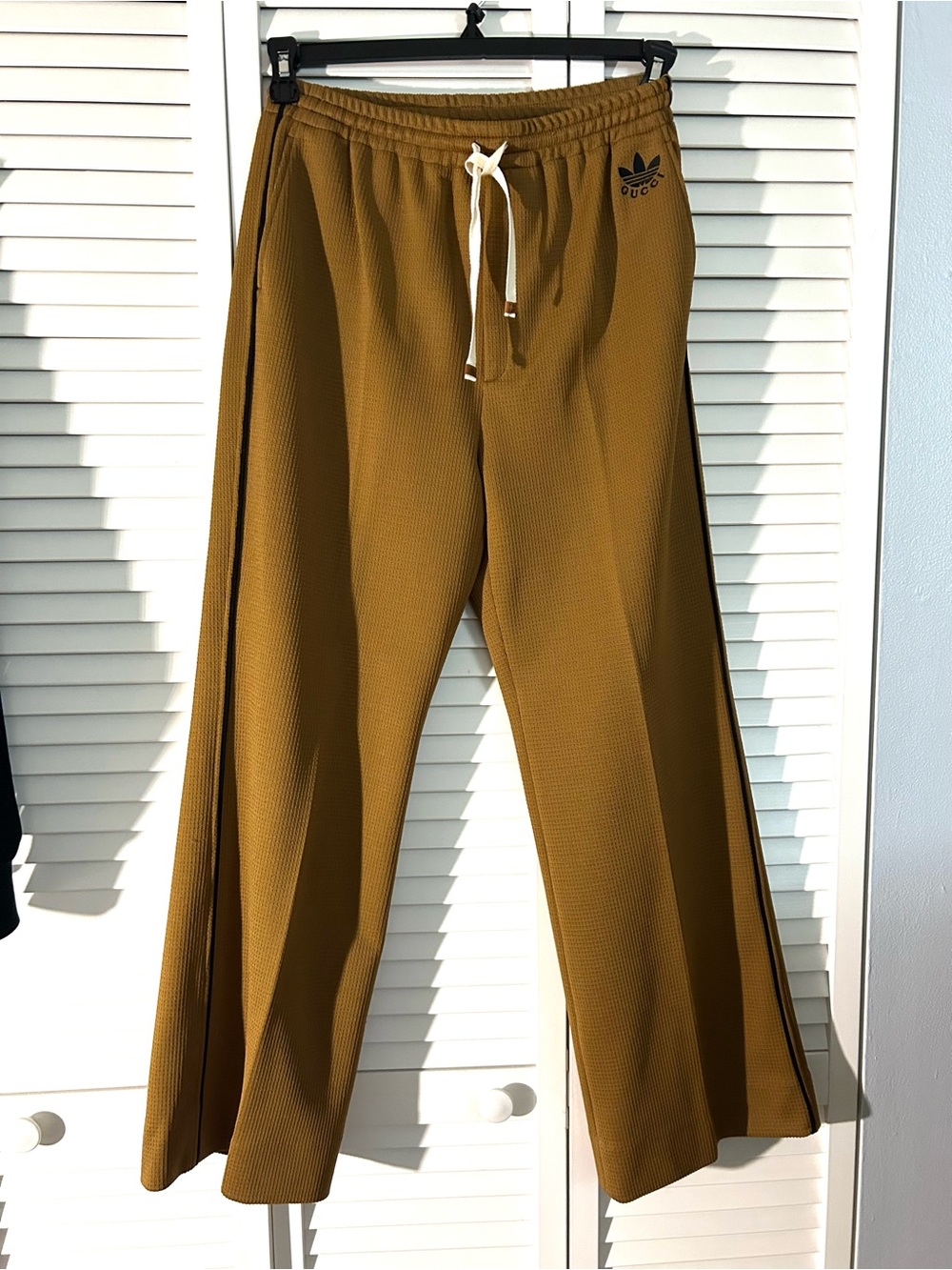 Gucci Men's Wide-Leg brown Joggers Adidas Logo Knit